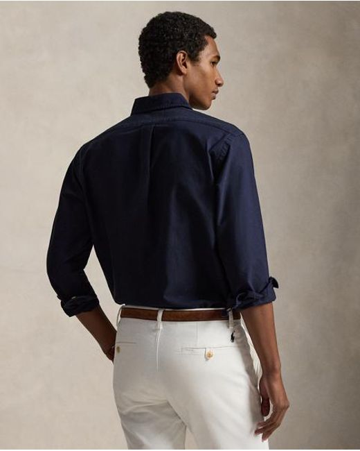 Polo Ralph Lauren Blue Custom Fit Garment-dyed Oxford Shirt for men