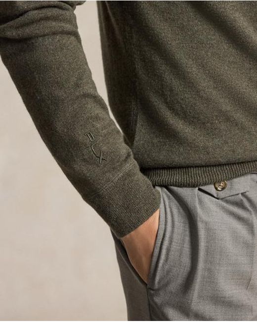 Ralph Lauren Green Washable Cashmere Hooded Jumper for men