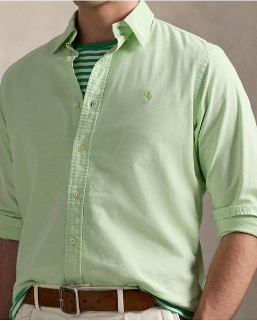 Polo Ralph Lauren Green Classic Fit Mineral-Dyed Oxford Shirt for men