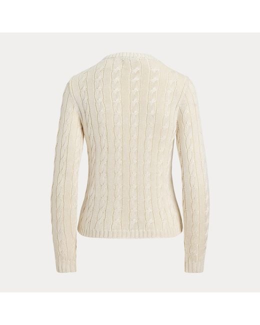 Ralph Lauren Natural Cable-Knit Silk V-Neck Jumper