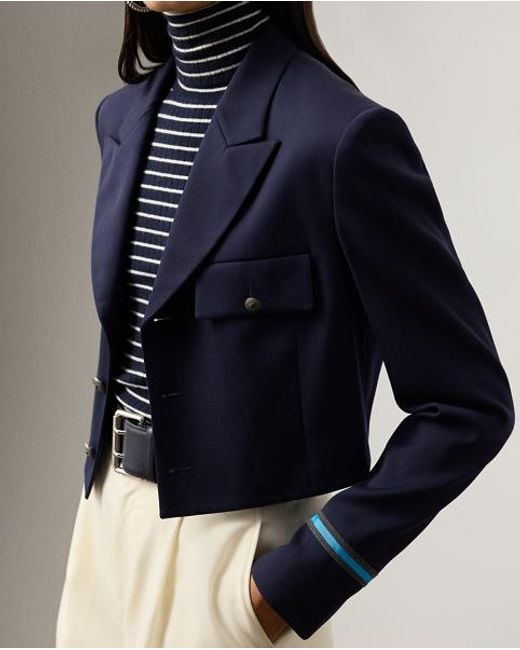 Ralph Lauren Blue Nell Wool-Blend Gabardine Jacket
