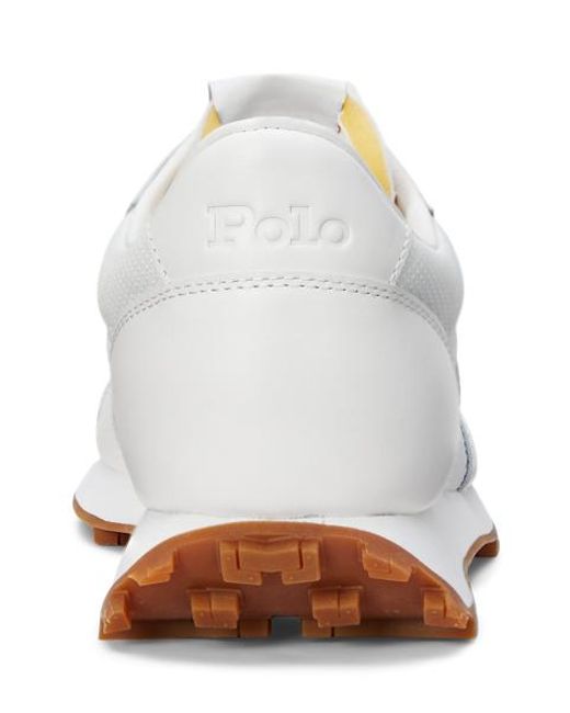 Ralph Lauren White Trail 125 Leather-Mesh Trainer