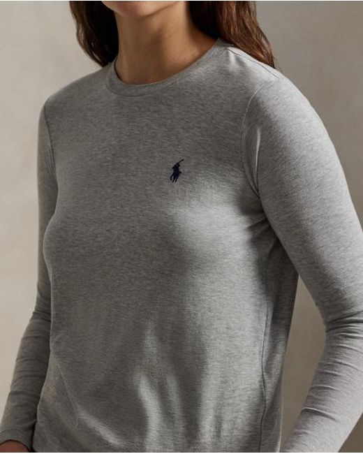 Polo Ralph Lauren Gray Long-Sleeve Jersey Crewneck T-Shirt