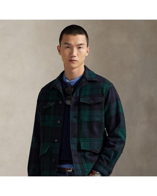 Polo Ralph Lauren Blue Plaid Wool-Alpaca Tweed Overshirt for men