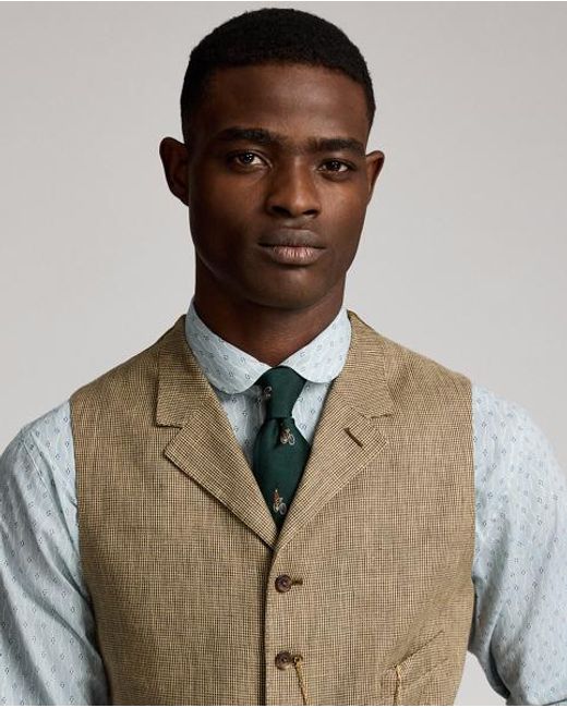 RRL Natural Linen Twill Notch-Lapel Waistcoat for men