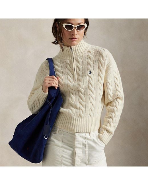 Ralph Lauren Natural Polo Play Suede Large Tote