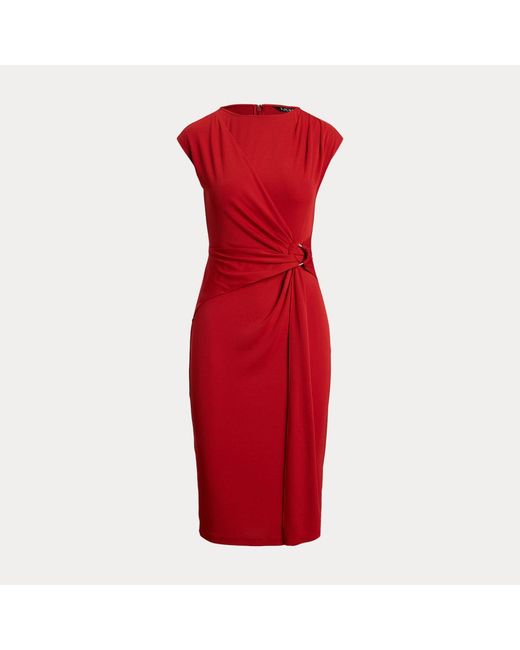 Ralph Lauren Jersey Jurk Met Kapmouwtjes En Ring in het Red