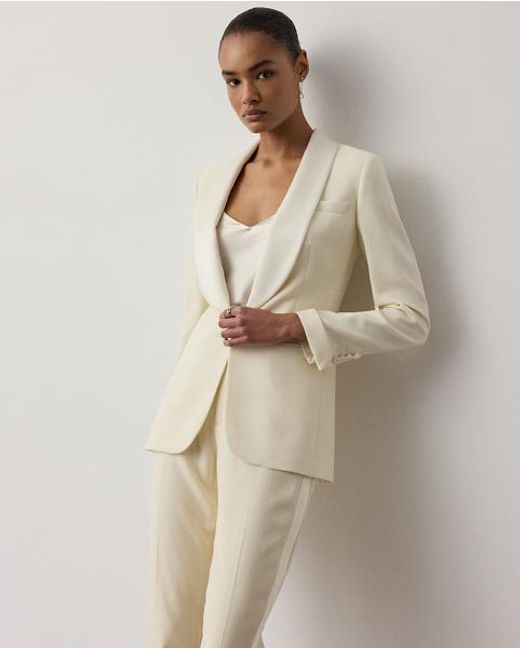 Ralph Lauren Natural Seth Wool Crepe Tuxedo Trouser
