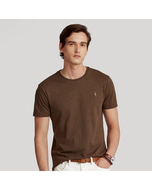 Polo Ralph Lauren Custom Slim Fit Soft Cotton T-Shirt in Brown for Men ...