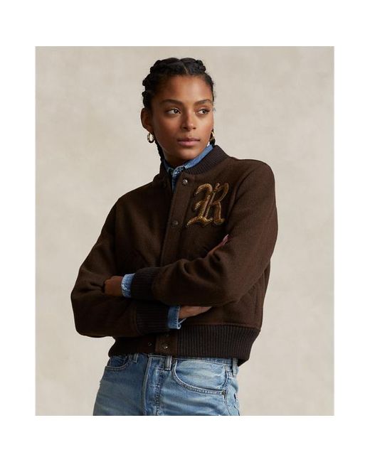 Denim and twill outlet letterman jacket