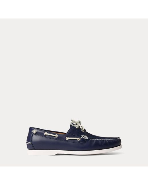 Polo Ralph Lauren Blue Leather Merton Boat Shoes for men