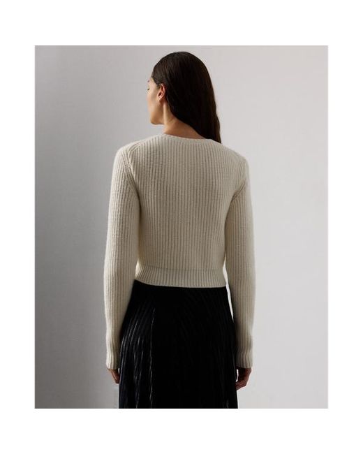 Ralph Lauren Brown Embroidered Cashmere Cropped Jumper