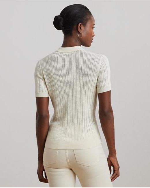 Ralph Lauren Natural Polo-Strickpullover Mit Lochmuster