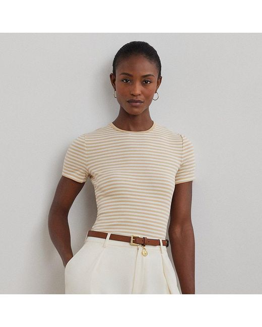 Ralph Lauren Natural Striped Stretch Cotton Crewneck Tee