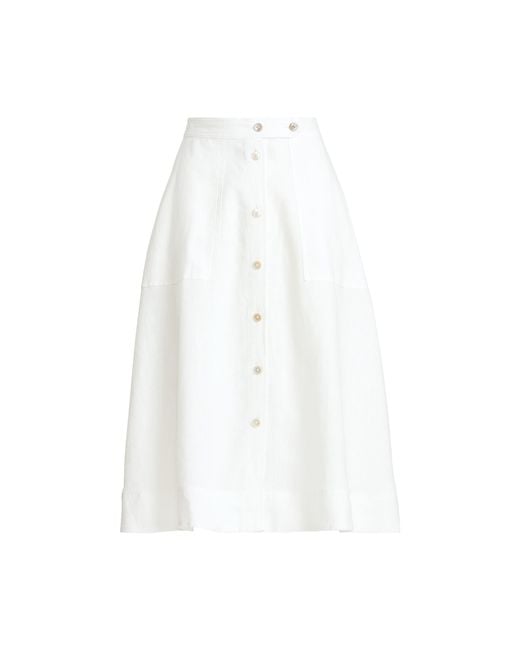 Polo Ralph Lauren Buttoned Linen Skirt | Lyst
