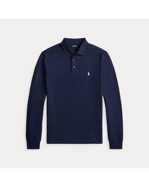Polo Ralph Lauren Blue Custom Slim Fit Stretch Mesh Polo Shirt for men
