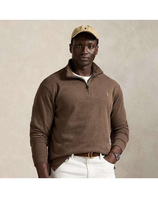 Polo Ralph Lauren Brown Ralph Lauren Estate-Rib Quarter-Zip Pullover for men