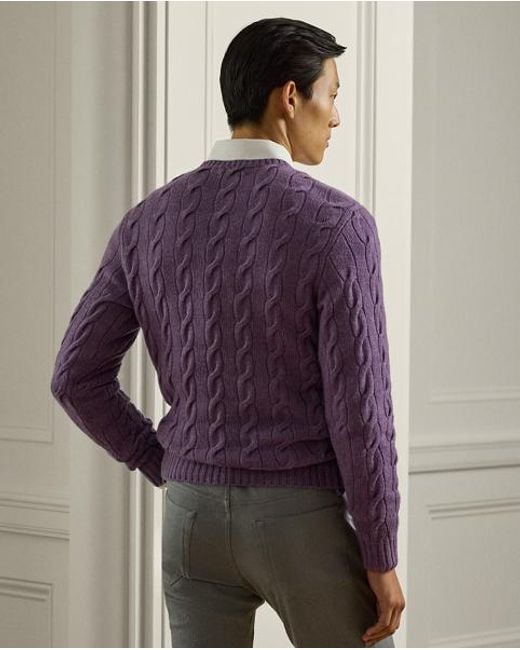 Jersey De Cachemira En Punto De Ochos Ralph Lauren de hombre de color Purple