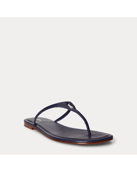 Polo Ralph Lauren Brown Polo Play Leather Thong Sandal