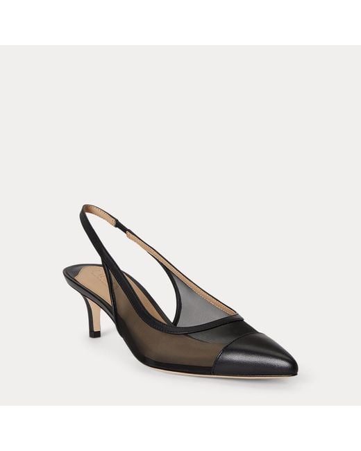 Ralph Lauren Black Lolah Ii Mesh & Nappa Slingback Pump