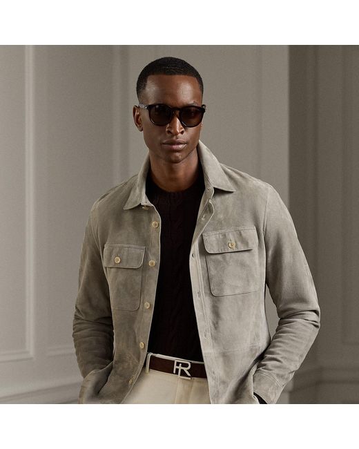 Ralph Lauren Gray Calloway Suede Shirt Jacket for men