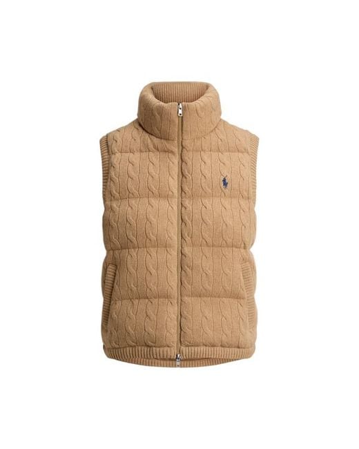 Polo Ralph Lauren Blue Cable-Knit Wool-Cashmere Puffer Gilet