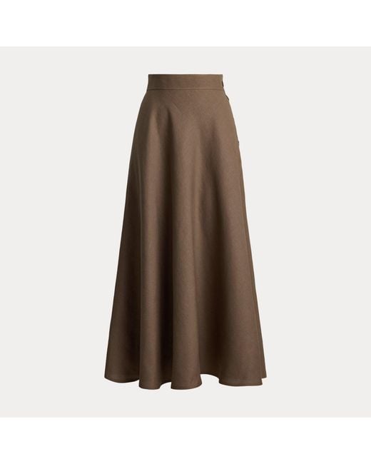 Ralph Lauren Brown Kenzie Linen Skirt