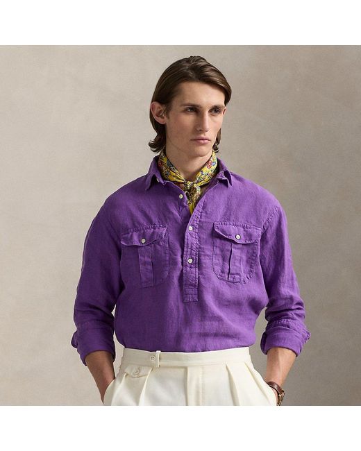 Ralph Lauren Classic-Fit Arbeitshemd Aus Leinen in Purple für Herren