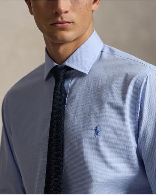 Polo Ralph Lauren Blue Custom Fit Tattersall Poplin Shirt for men