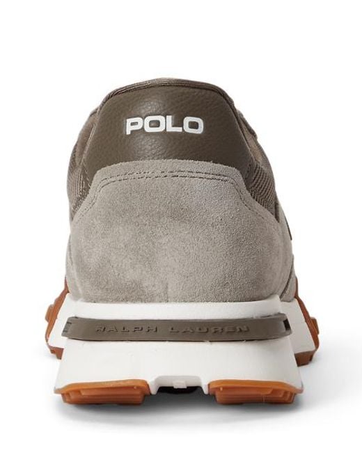 Polo Ralph Lauren Brown Eldridge Suede-Panelled Trainer for men