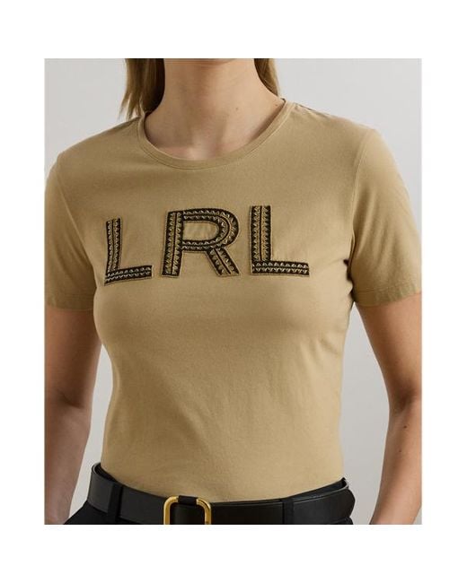 Maglietta in jersey con logo di perline di Ralph Lauren in Yellow