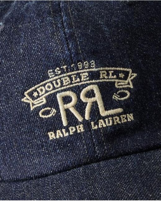 RRL Blue Ranch Logo Denim Ball Cap for men