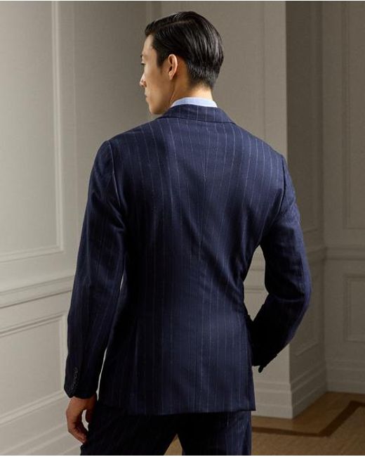 Ralph Lauren Blue Kent Hand-Tailored Chalk-Stripe Suit for men