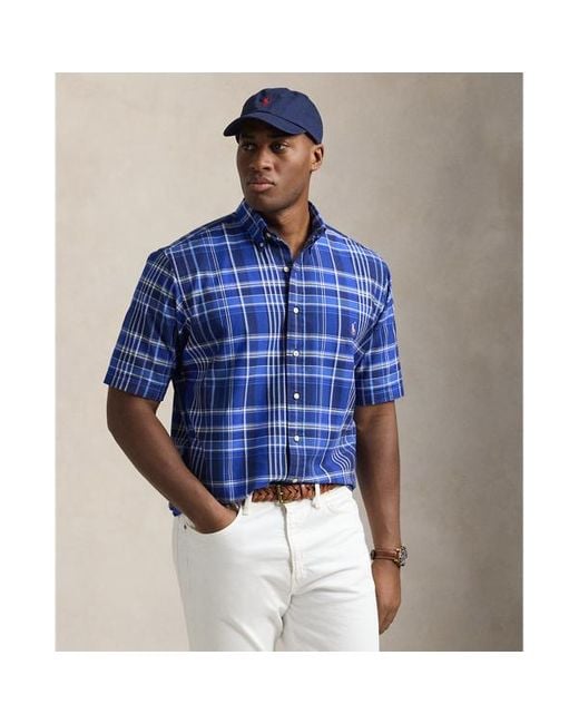 Ralph Lauren Blue Big & Tall - Plaid Oxford Shirt for men