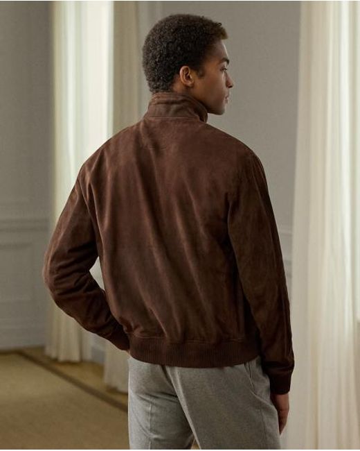 Ralph Lauren Brown Ralph Lauren Suede Track Jacket for men