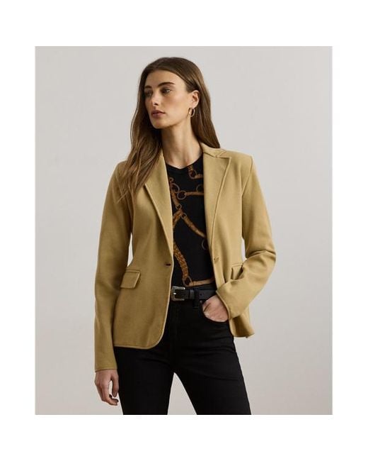 Blazer in maglia di misto cotone di Ralph Lauren in Natural