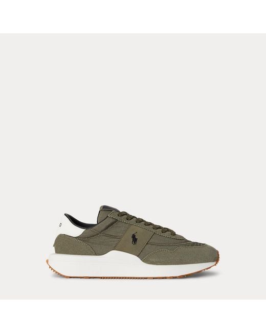 Polo Ralph Lauren Green Train 89 Suede-Panelled Trainer for men