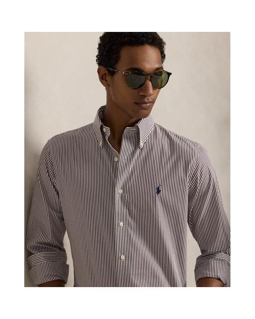 Camicia in popeline a righe Custom-Fit di Polo Ralph Lauren in Gray da Uomo