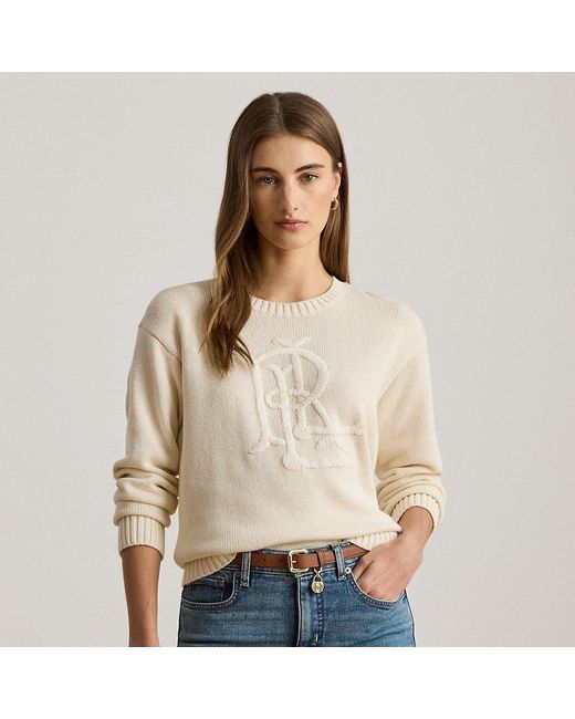Ralph Lauren Natural Embroidered-Logo Combed Cotton Jumper