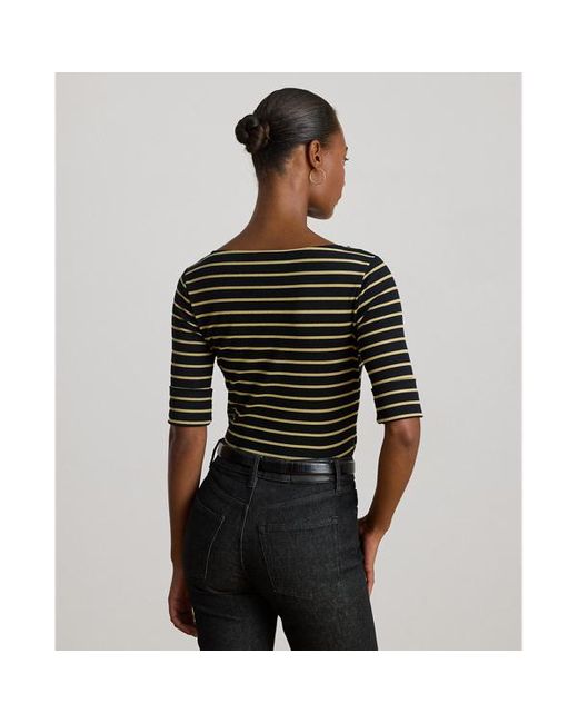 Petite - Maglietta a righe metallizzate di Ralph Lauren in Black