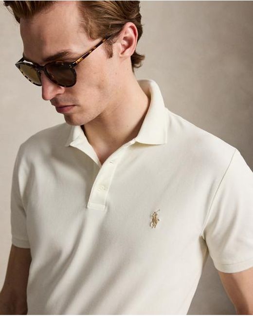 Ralph Lauren Natural Custom Slim Fit Stretch Mesh Polo Shirt for men