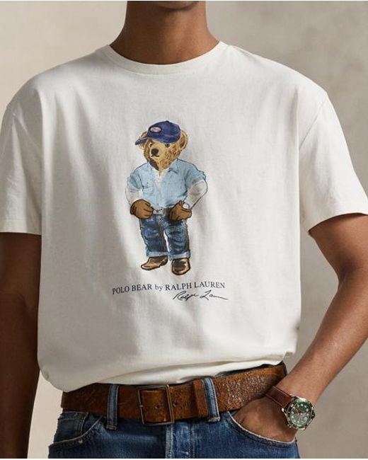 Polo Ralph Lauren White Classic Fit Polo Bear Jersey T-Shirt for men