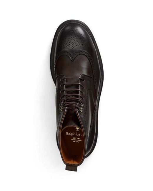 Polo Ralph Lauren Black Martelli Leather Wingtip Boot for men