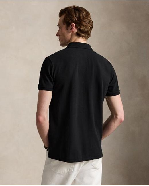 Polo Ralph Lauren Black Custom Slim Fit Mesh Polo for men