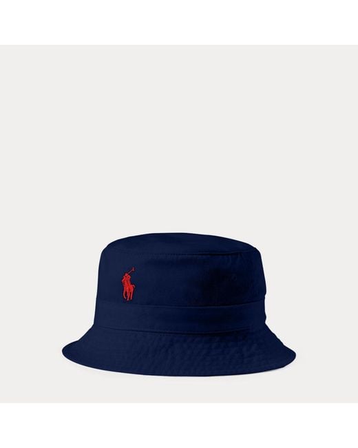Sombrero de pescador de algodón Polo Ralph Lauren de hombre de color Blue