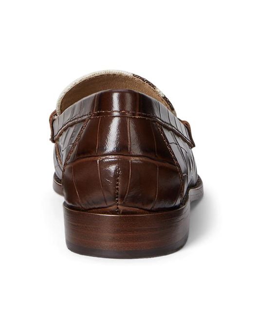 Mocassini Wynnie in pelle goffrata di Ralph Lauren in Brown