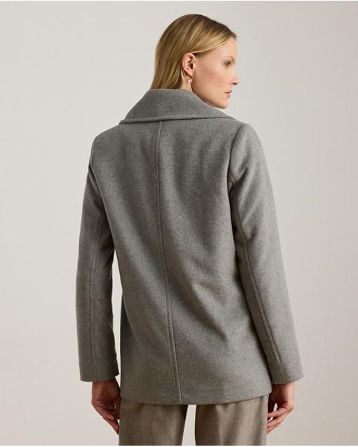 Ralph Lauren Gray Zweireihiger Mantel Mit Oversize-Kragen