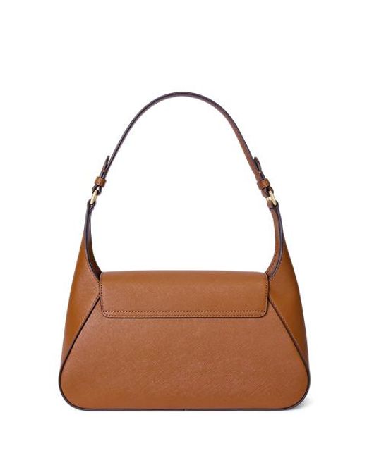 Ralph Lauren Brown Crosshatch Medium Schylar Shoulder Bag