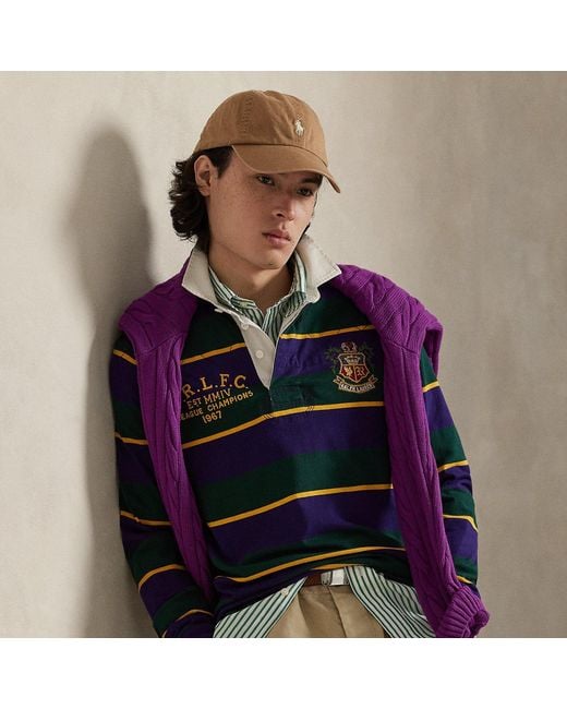 Polo Ralph Lauren Blue Classic Fit Embroidered Rugby Shirt for men