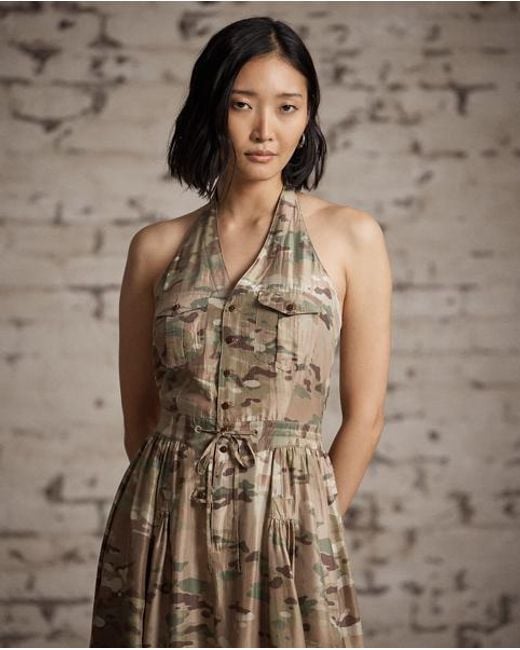 RRL Metallic Seidenkleid Mit Camouflage-Muster